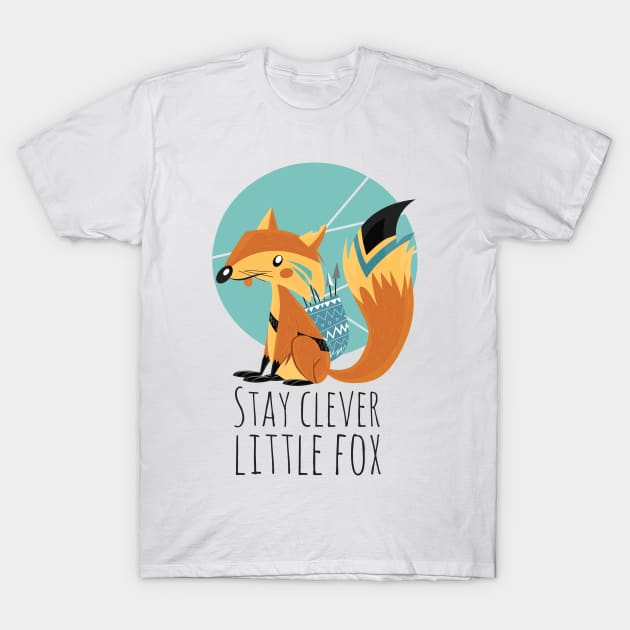 FOX CARTOON ILLUSTRATION stay clever little animal T-Shirt by Midoart